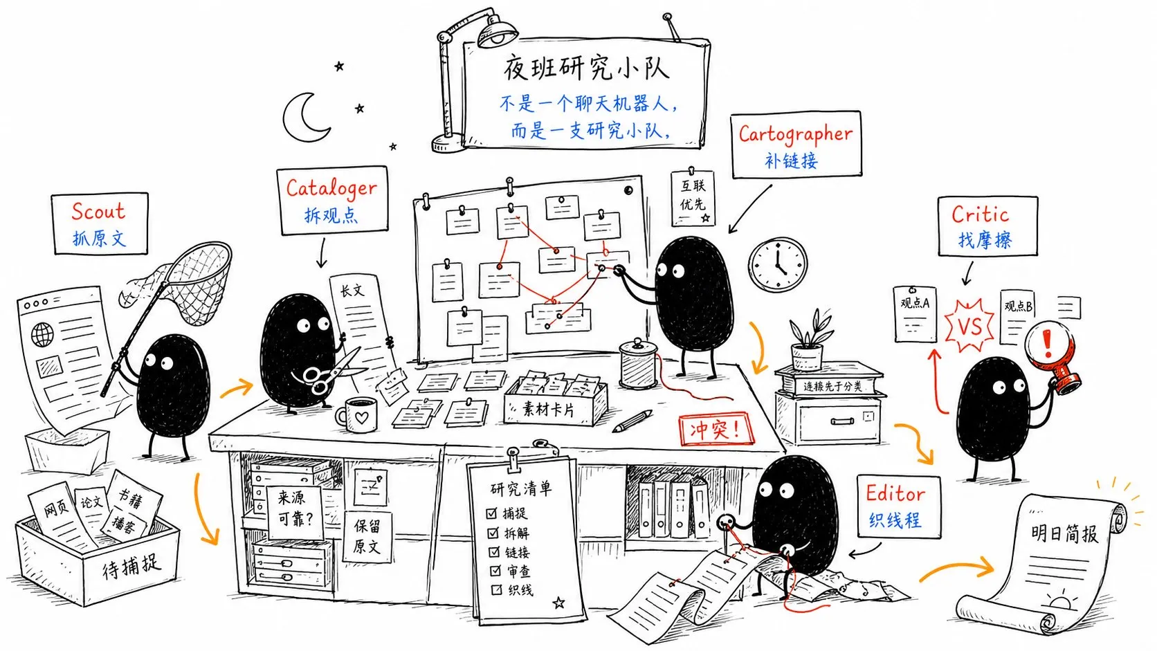 夜班 Agent 角色分工