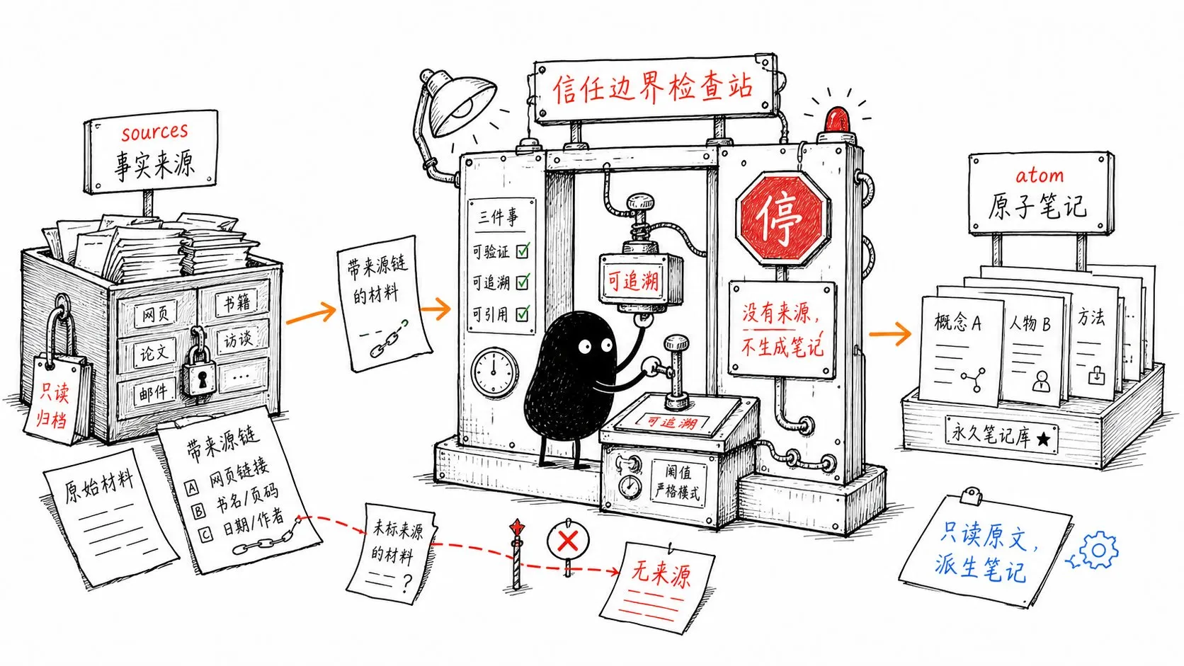 没有来源不生成笔记的可信边界