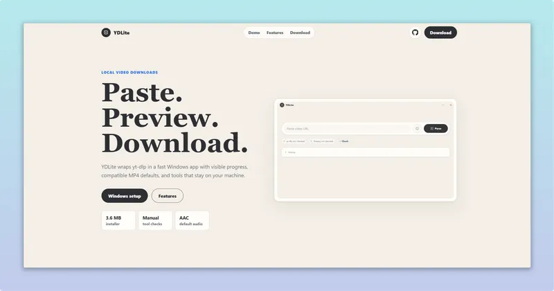 YDLite: Local Windows Video Downloader